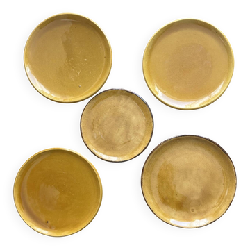 5 ceramic plates from the 1960s, Biot style.