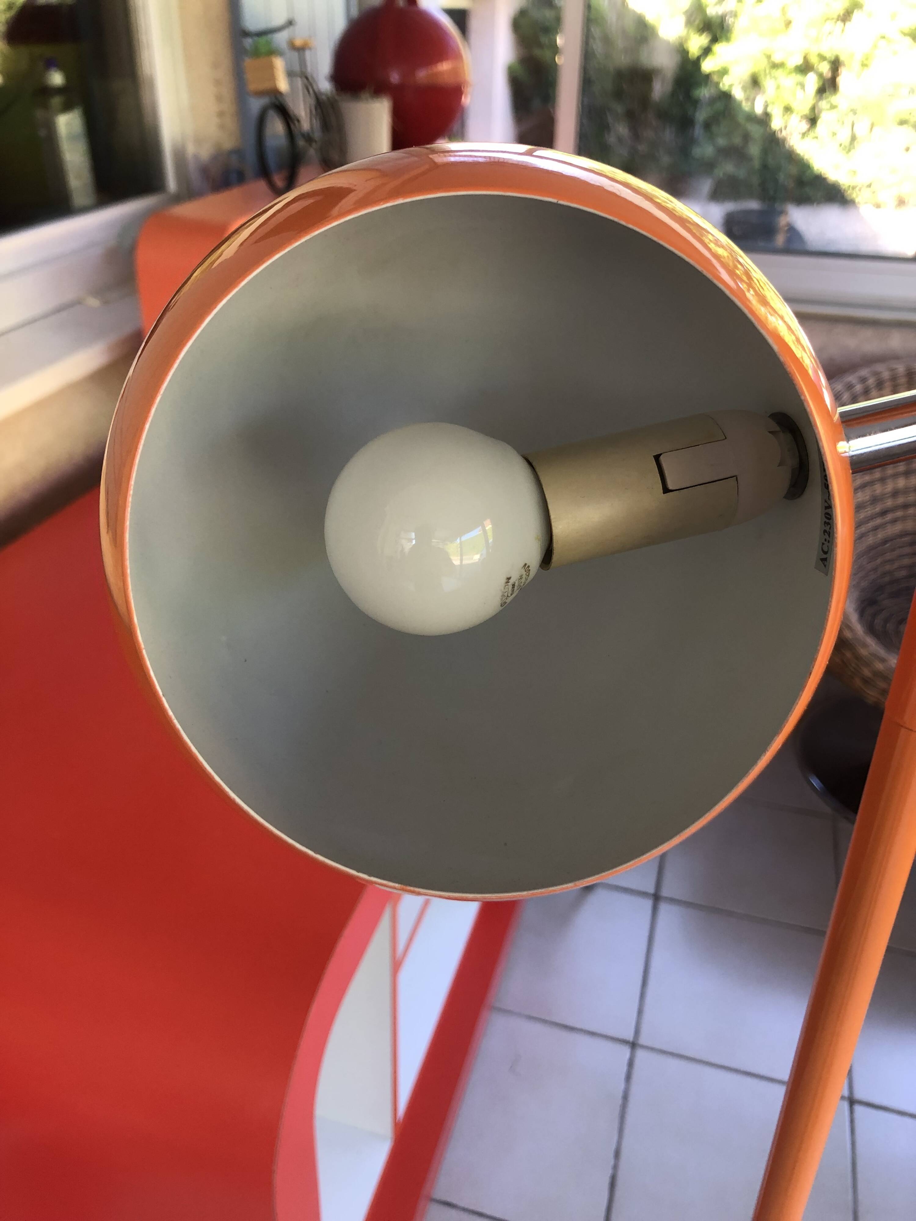 Vintage 70s orange eyeball floor lamp