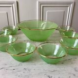 Set of 8 small bowls and a green granita bowl 60s-70s