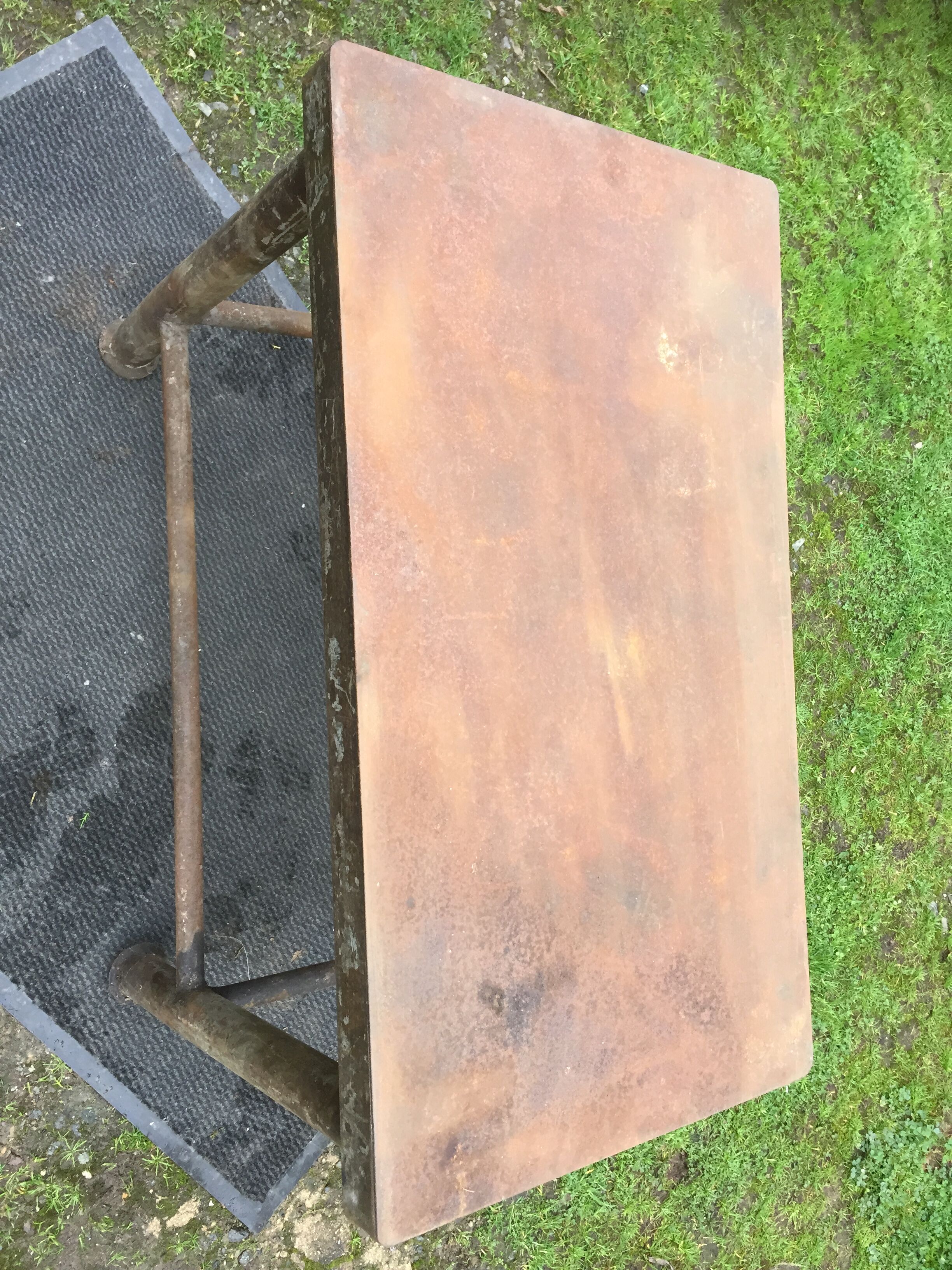 Vintage metal table from an industrial workshop for a makeover