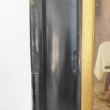 Couple seated at a table in an inn, signed oil on panel, 19th century