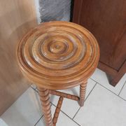 Pedestal table turned wooden stool vintage 50s