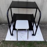 Black metal dessert 4 tablets on wheels