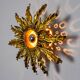 Brutalist sun wall lamp, metal and gold leaf, Italy, 1960