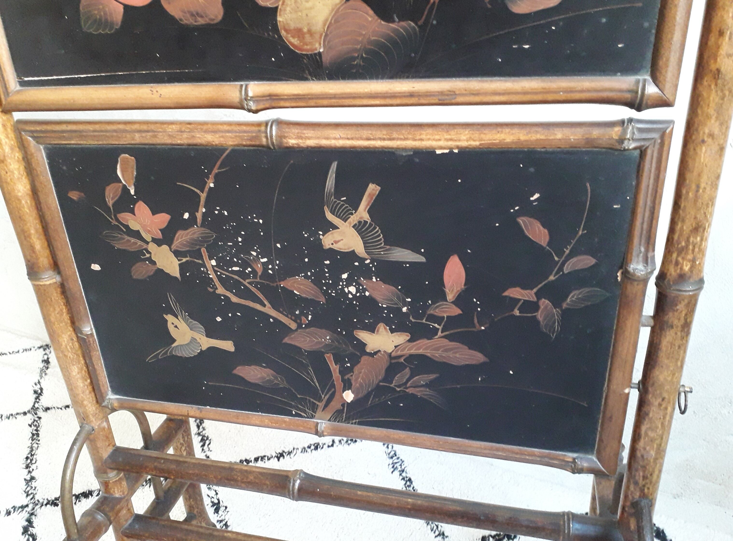 Bamboo shelves, fireplace