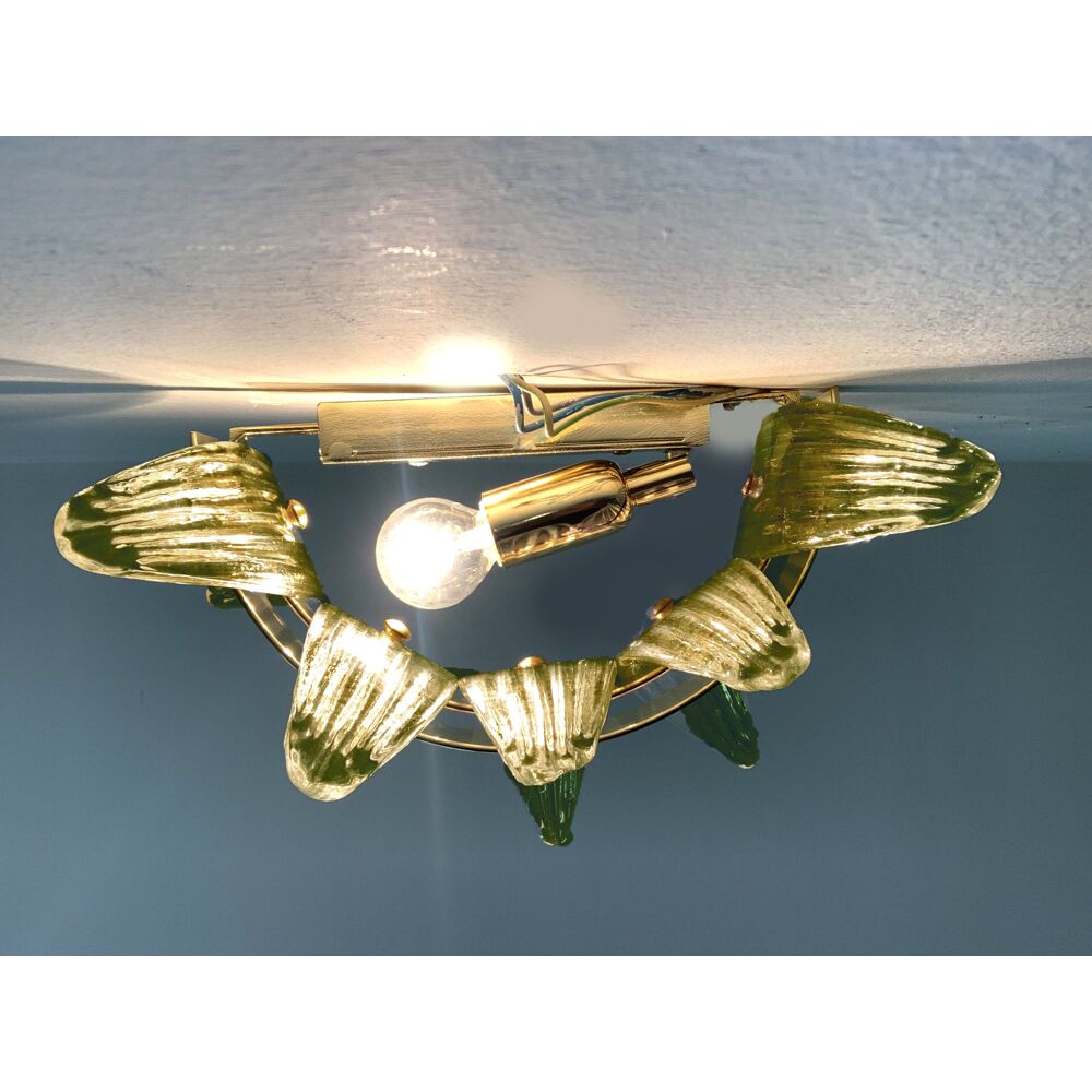 Fume’ “palmette” murano glass belt wall sconce