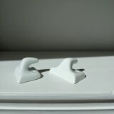 Set of two porcelain tea towel holders