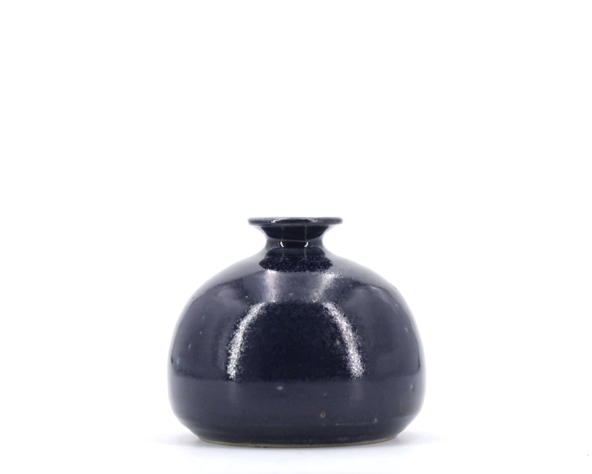 Midnight blue ceramic ball vase, 1970s