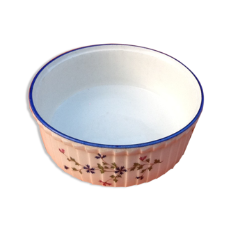Plat rond à soufflé n°1 décor floral porcelaine france