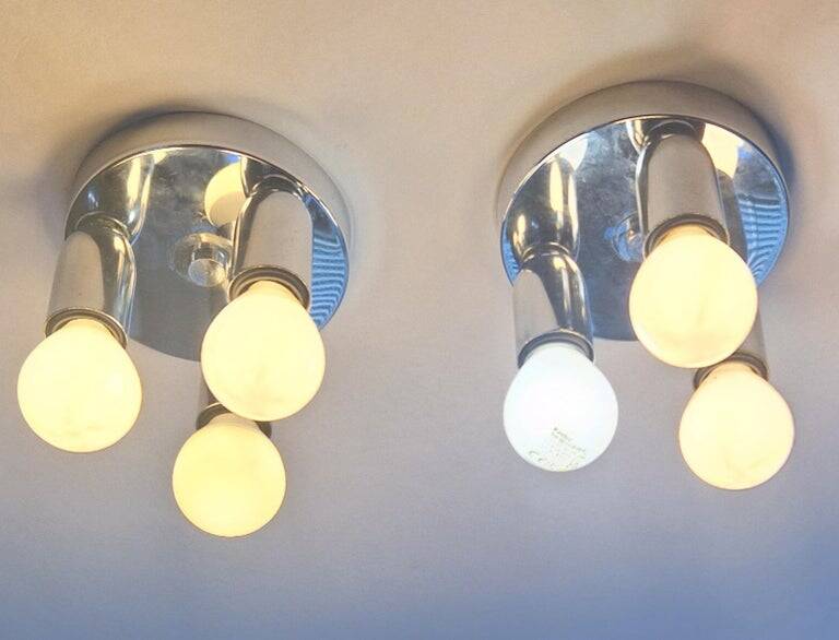Set of Two Wall Lamps, Flush Mount, Sputnik, Space Age, Italy, 1970s