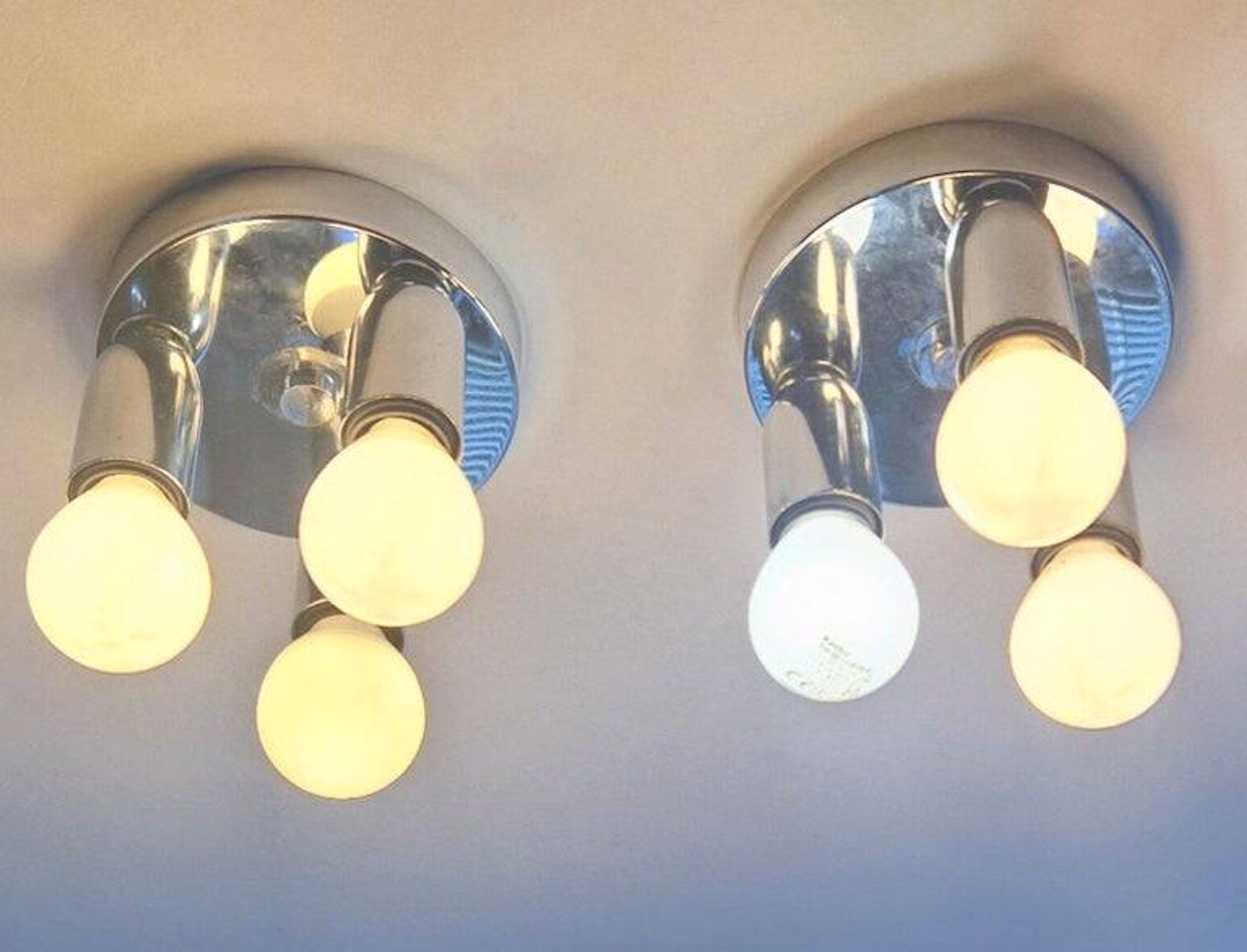 Set of Two Wall Lamps, Flush Mount, Sputnik, Space Age, Italy, 1970s