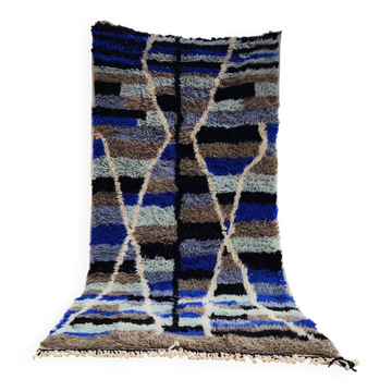 Tapis Beni Ouarain 300x130 cm – Pièce artisanale en laine épaisse,