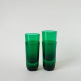 Lot de 4 verres à eau en verre vert, Design, 1970