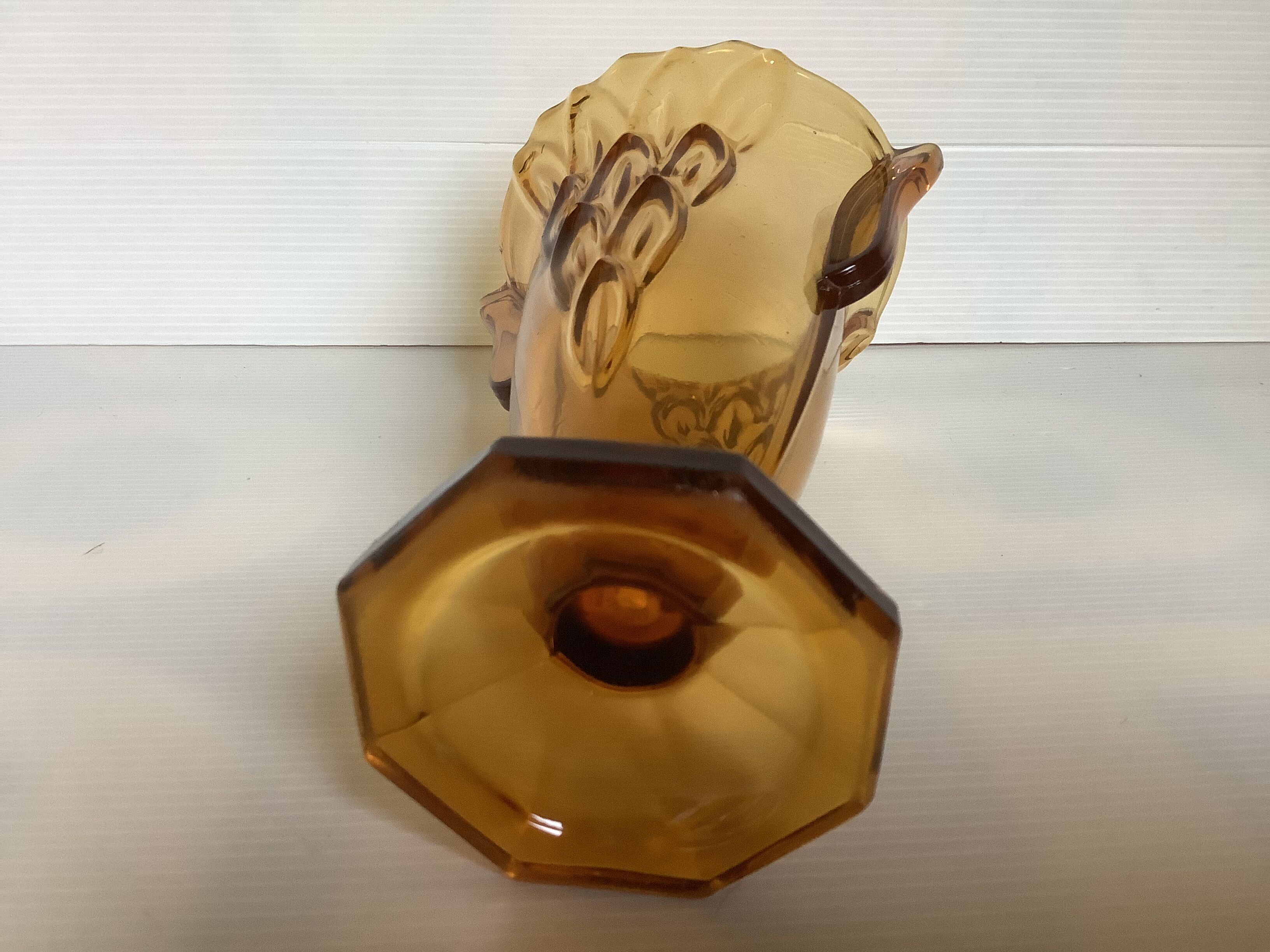 Old vase handles butterfly wings molded glass yellow art deco