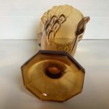 Old vase handles butterfly wings molded glass yellow art deco