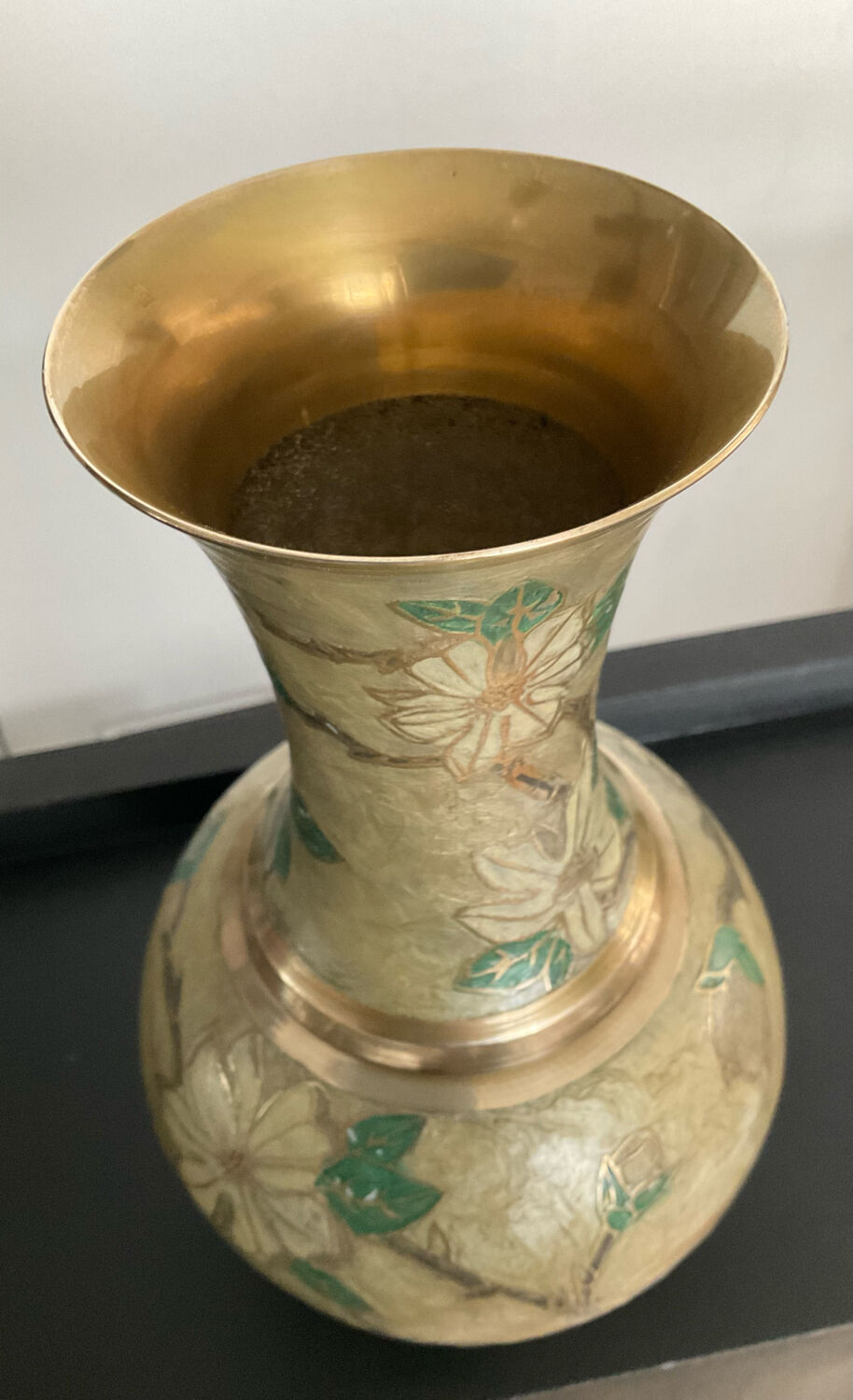Vintage vase in solid bronze and cloisonné enamel