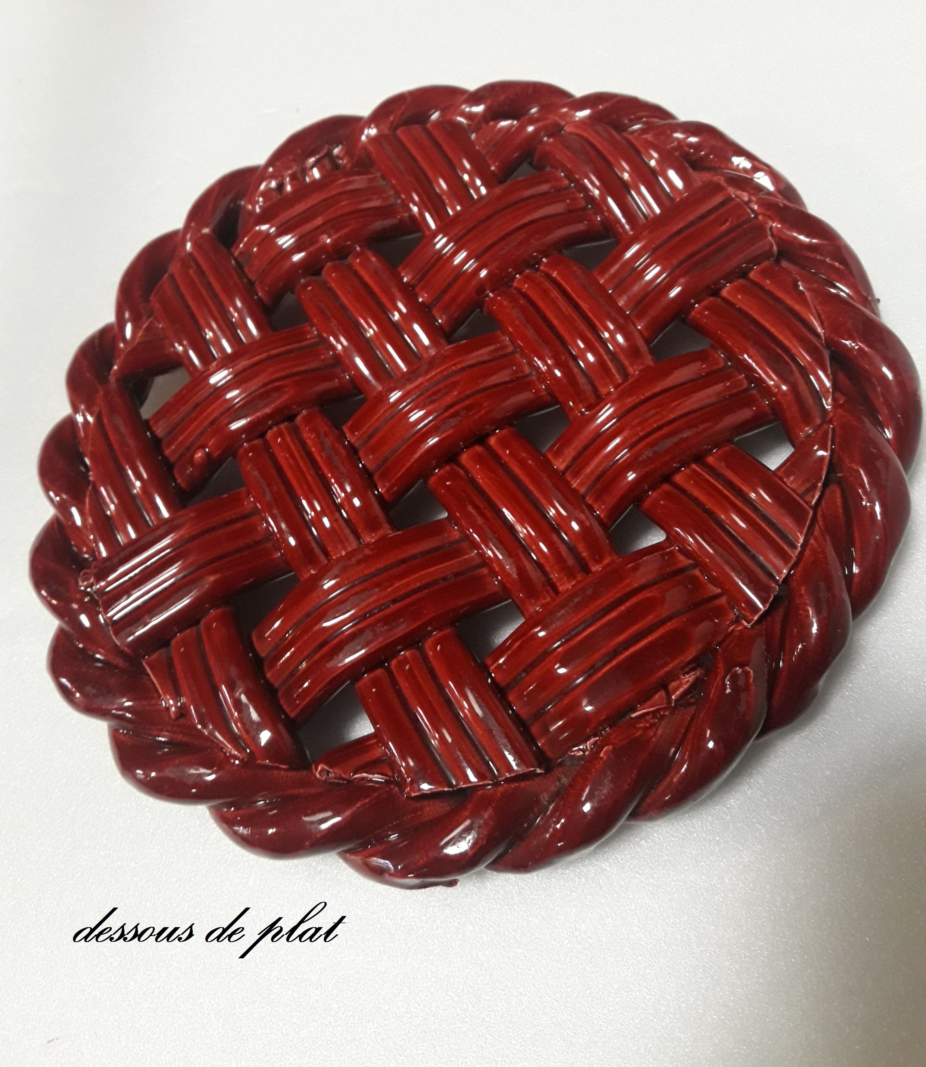 Trifle and 2 bottle coasters, woven ceramic