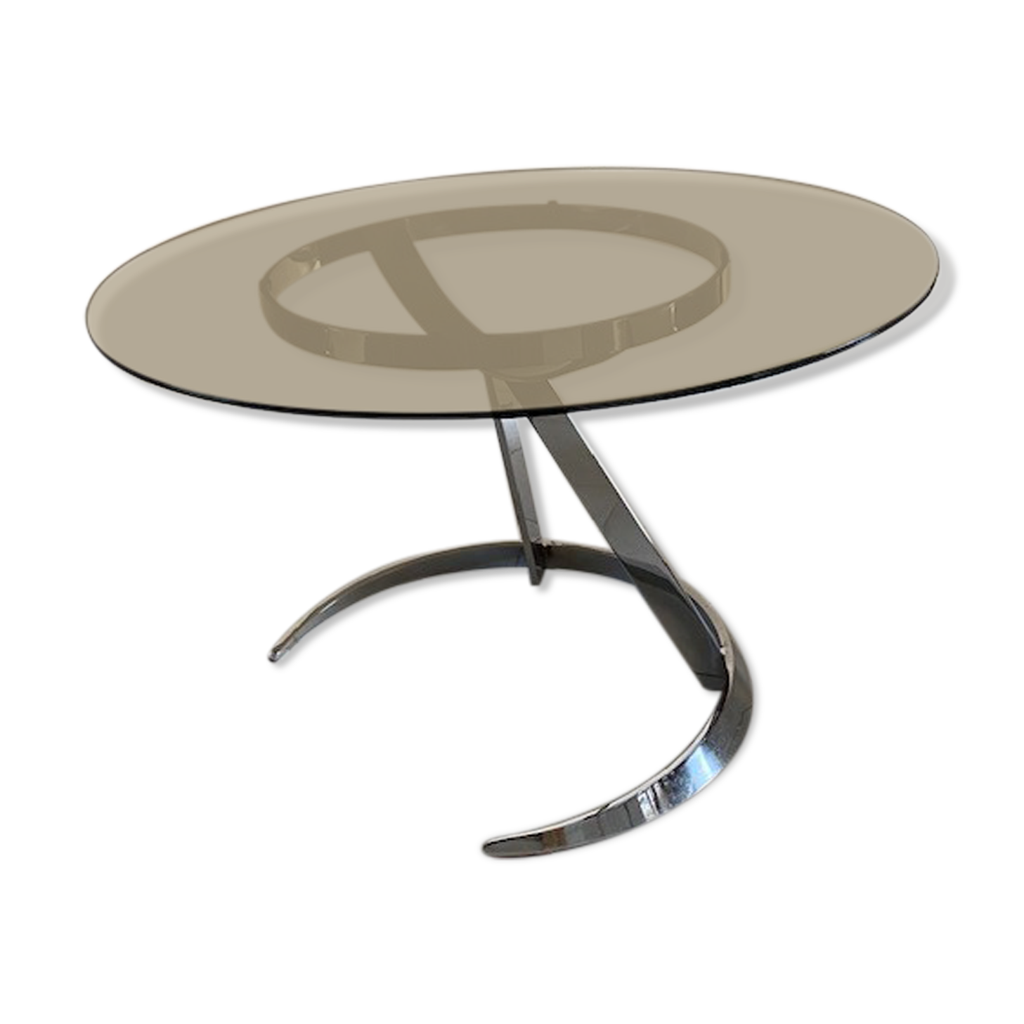 Round table vintage smoked glass 1970