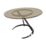 Round table vintage smoked glass 1970
