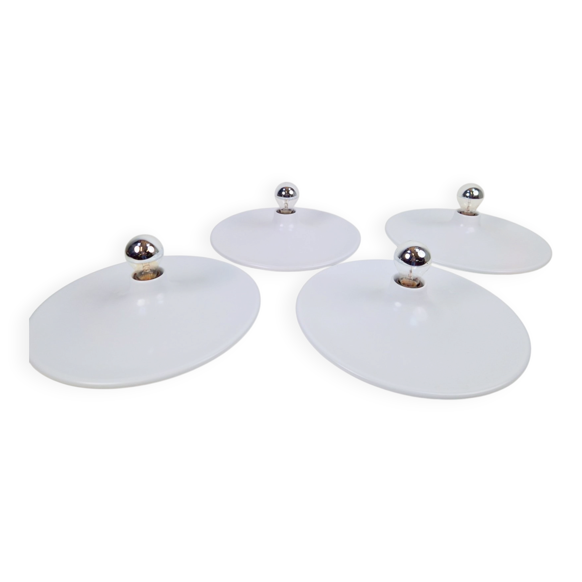 Vintage White UFO Disc Wall Lamps from Targetti Sankey, 1970s, Set of 4