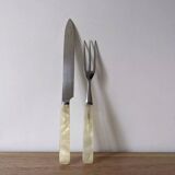 Stainless steel and mother-of-pearl serving cutlery