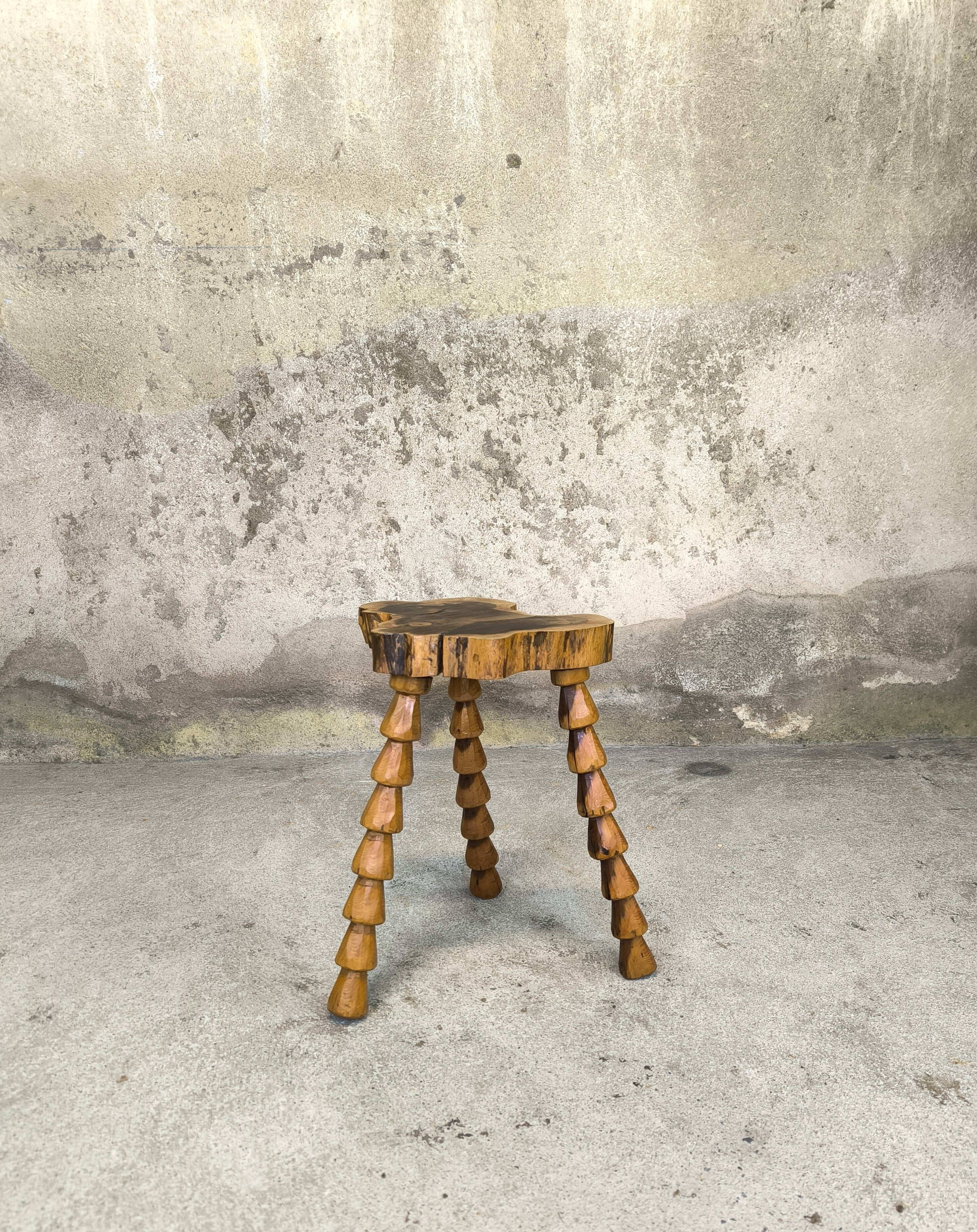 Brutalist wooden stool.