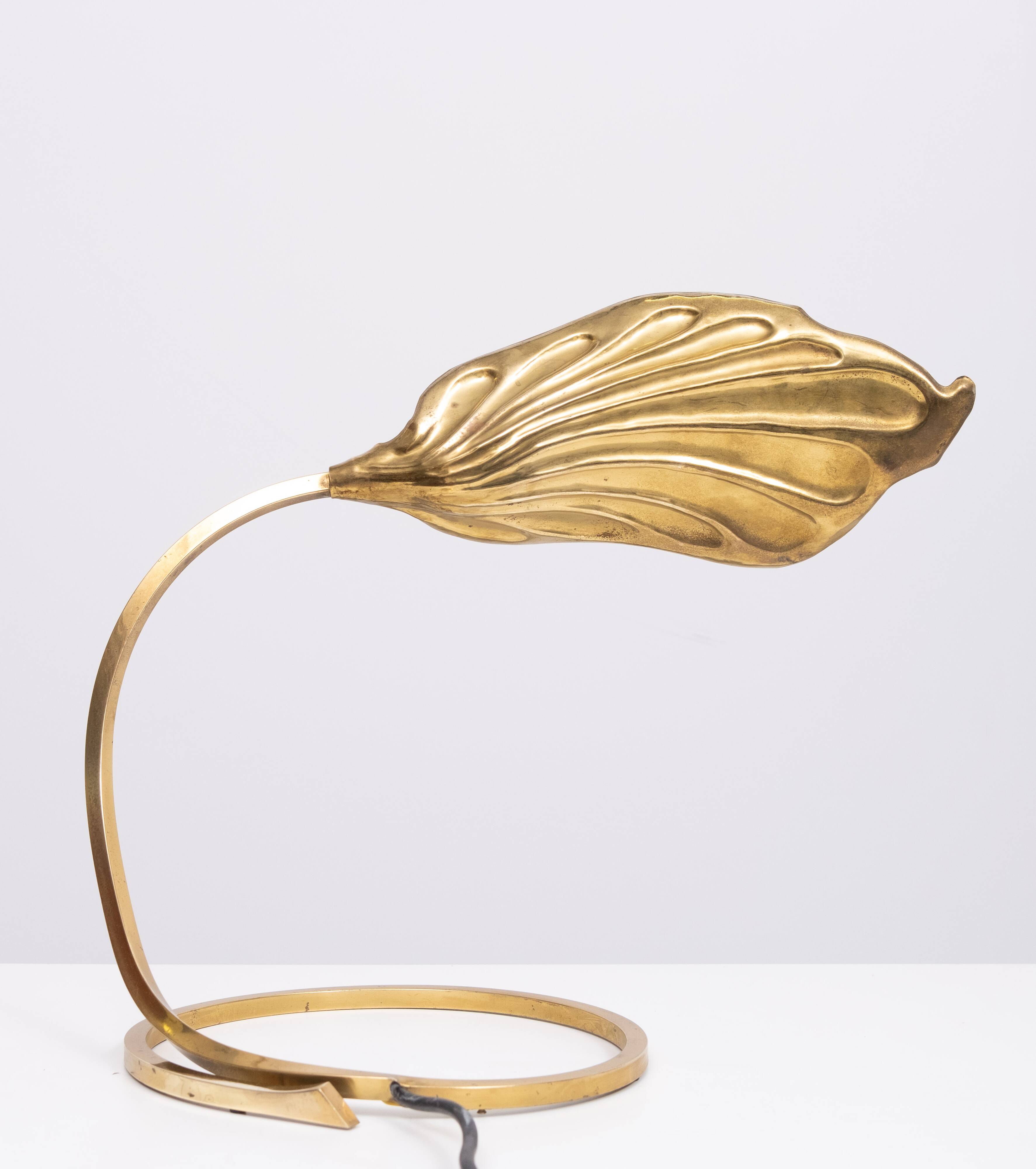 Pair Brass leaf table lamps design by Carlo Giorgi & Tommaso Barbi 1970s