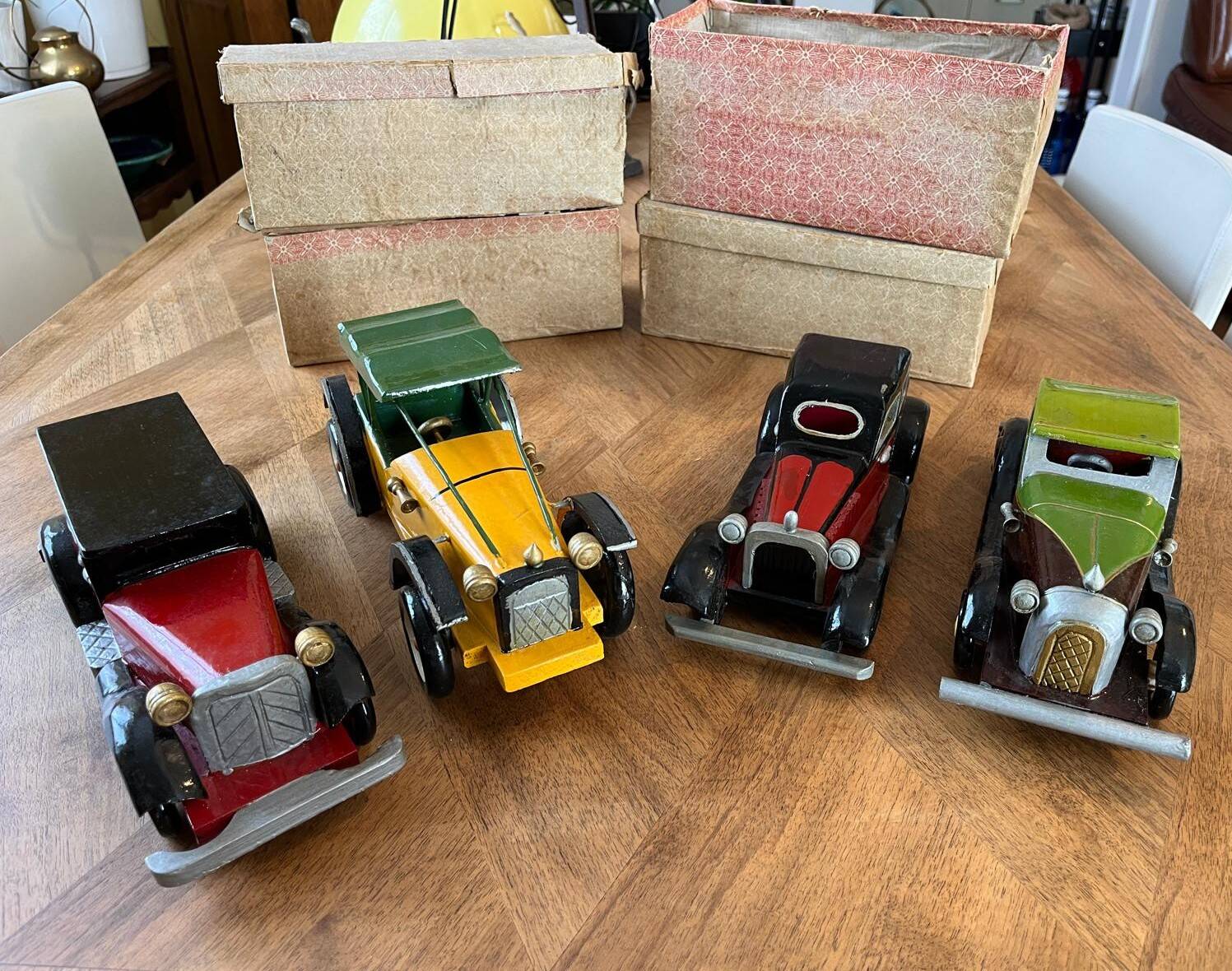 Set of 4 vintage wooden cars