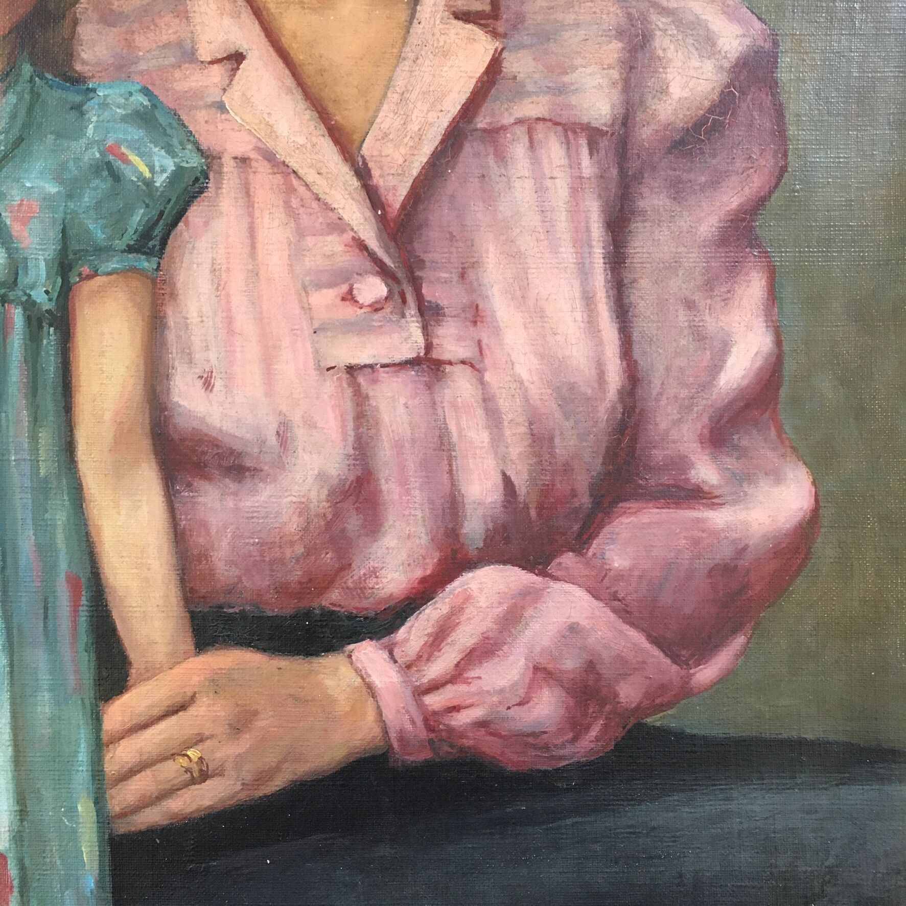 Portrait painting of mother and daughter