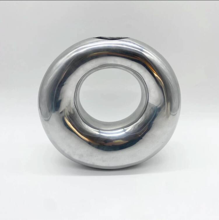 XXL “Donut” Vase / Polished Cast Aluminum – 1980s