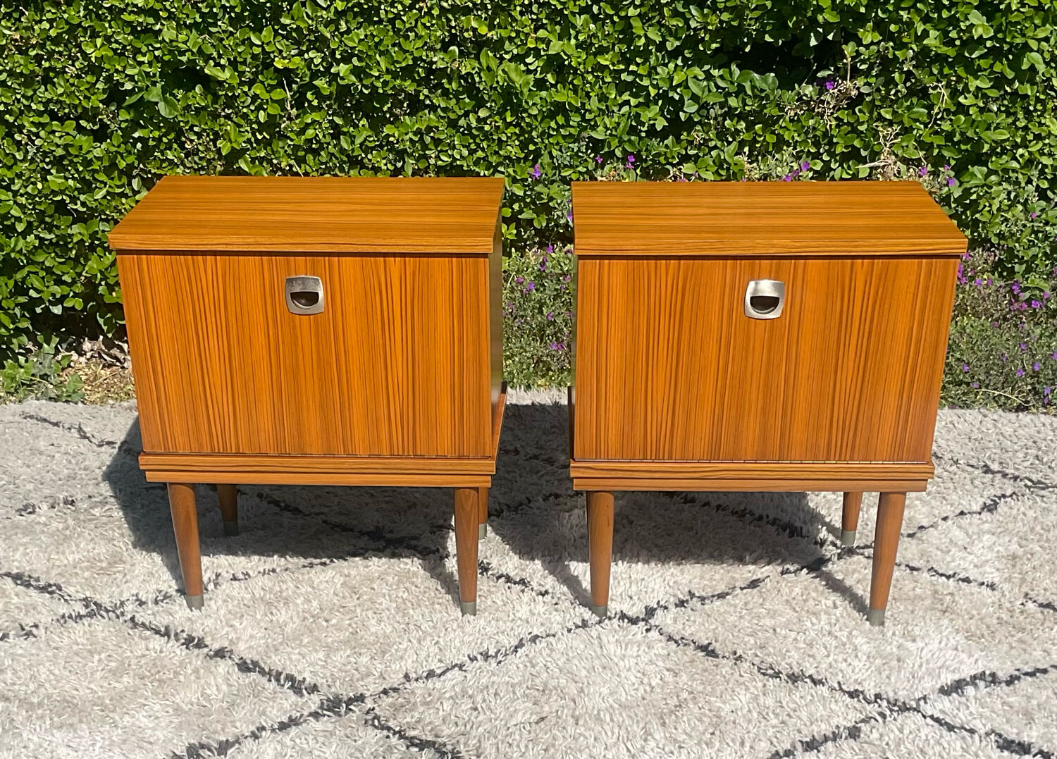 Vintage teak bedside tables from the 1970s.