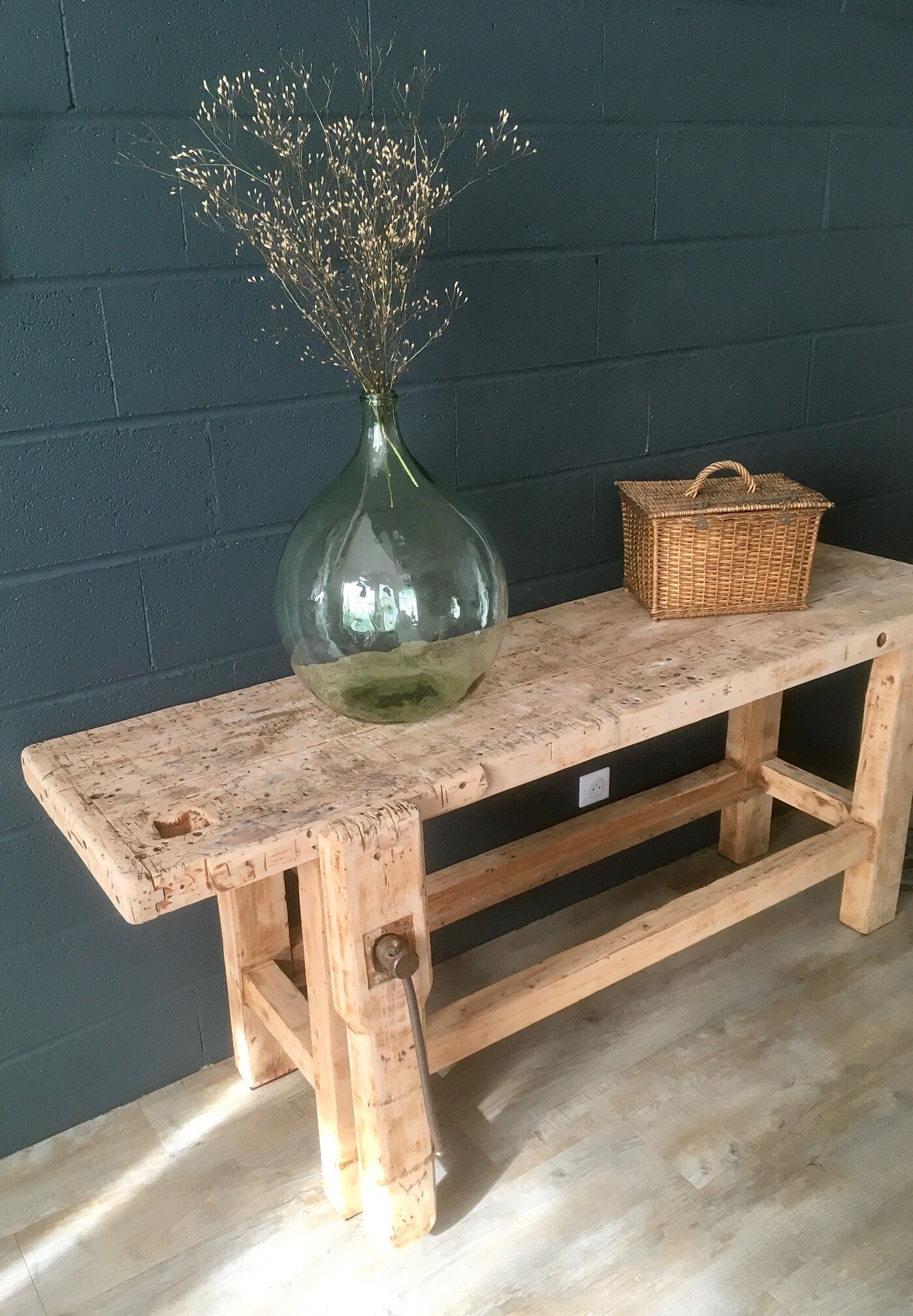 Antique workbench in light wood