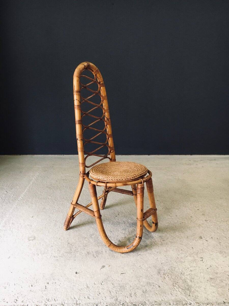 Mid-Century Bamboo High Back Chair from Rohé Noordwolde, Netherlands, 1960s
