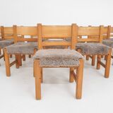 Set of 10 pinewood dining chair in the style of Ate van Apeldoorn, The Netherlands 1970's
