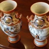 Pair of porcelain vases from Satsuma, Japan, XIXth, H37cm
