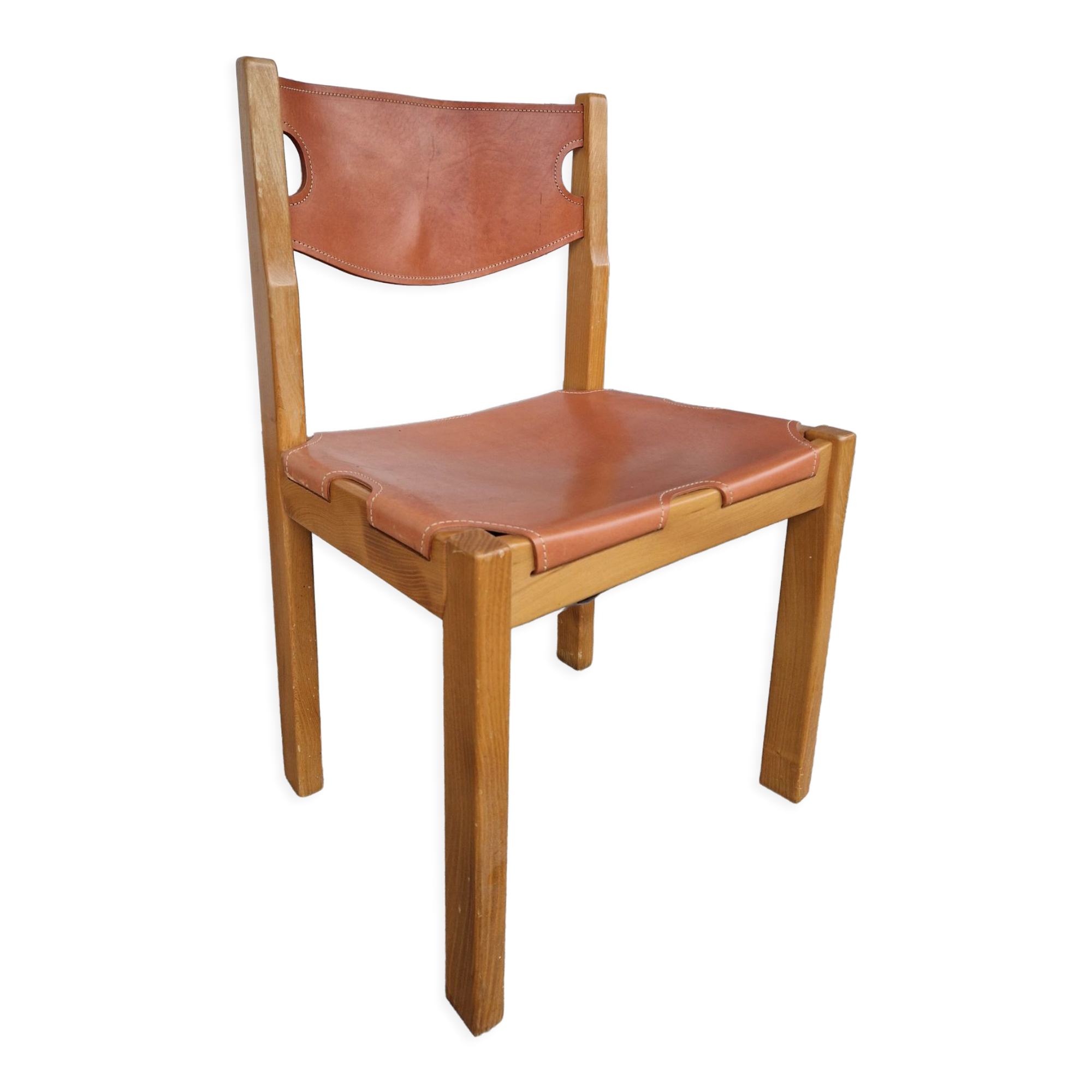 Vintage elm chair by Maison Regain, France 1980