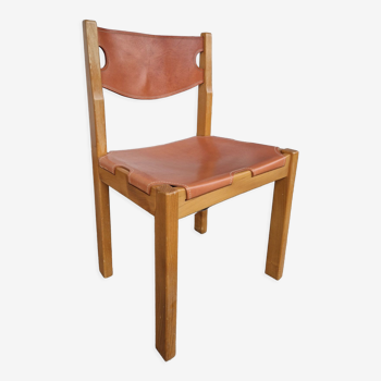 Vintage elm chair by Maison Regain, France 1980
