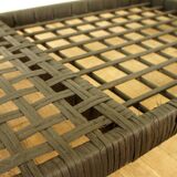 Rattan coffee table, plexiglass, frosted glass - chrome