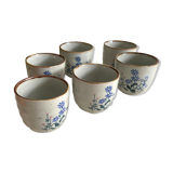 Set of 6 painted sandstone cups decorated with flowers