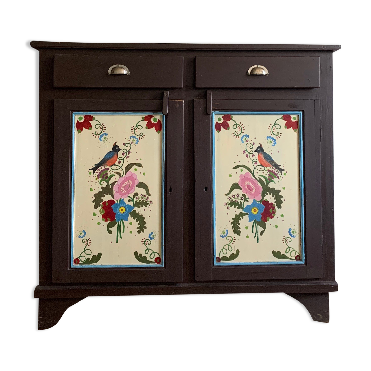 Old Farmers Cabinet painted with floral motives
