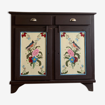 Old Farmers Cabinet painted with floral motives