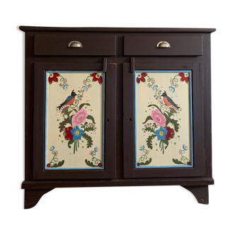 Old Farmers Cabinet painted with floral motives