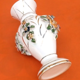 1970s Baluster vase White ceramic with gilding Floral decoration