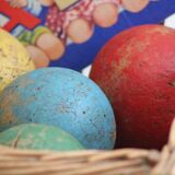 Set of 7 croquet wood balls