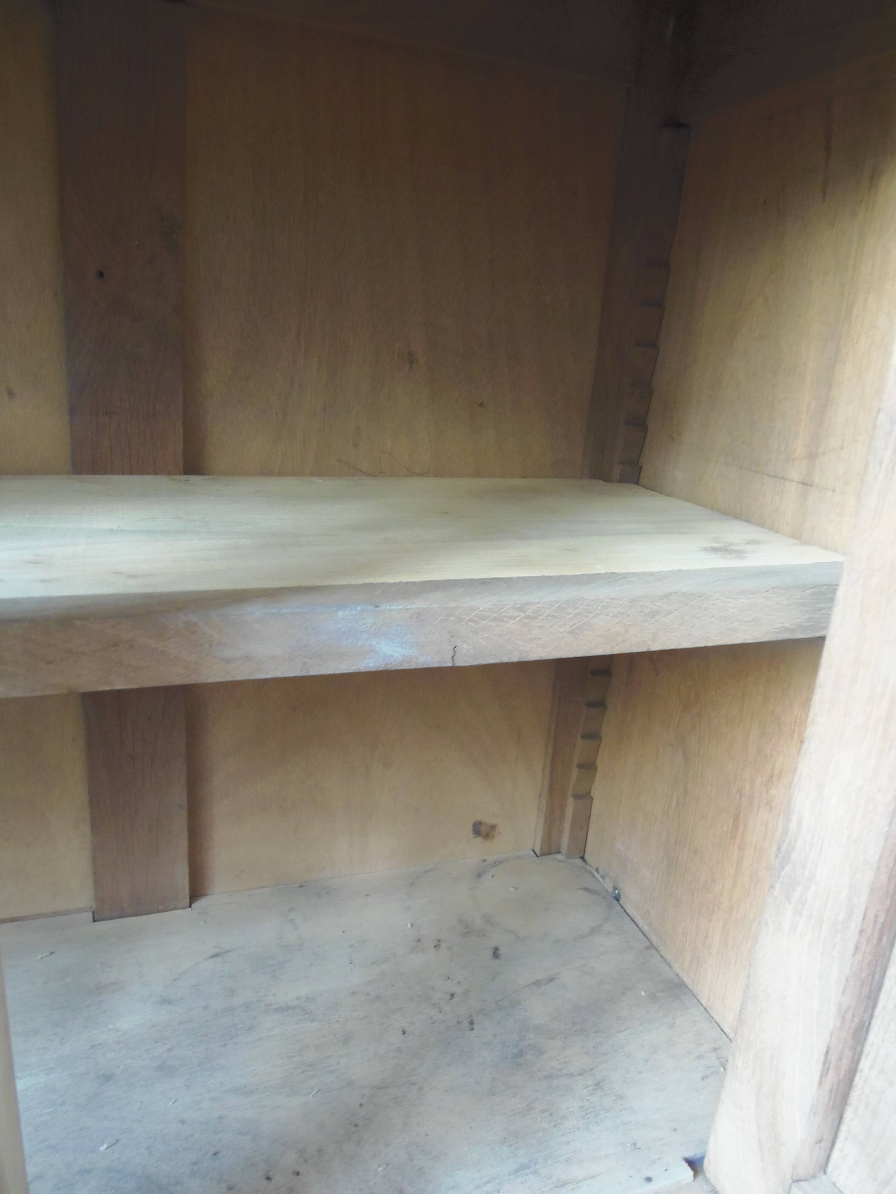 Console, shallow art deco sideboard in raw wood.