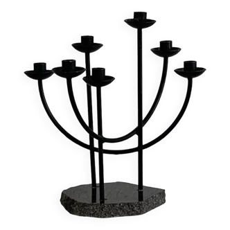 Metal candle holder and black quartz base