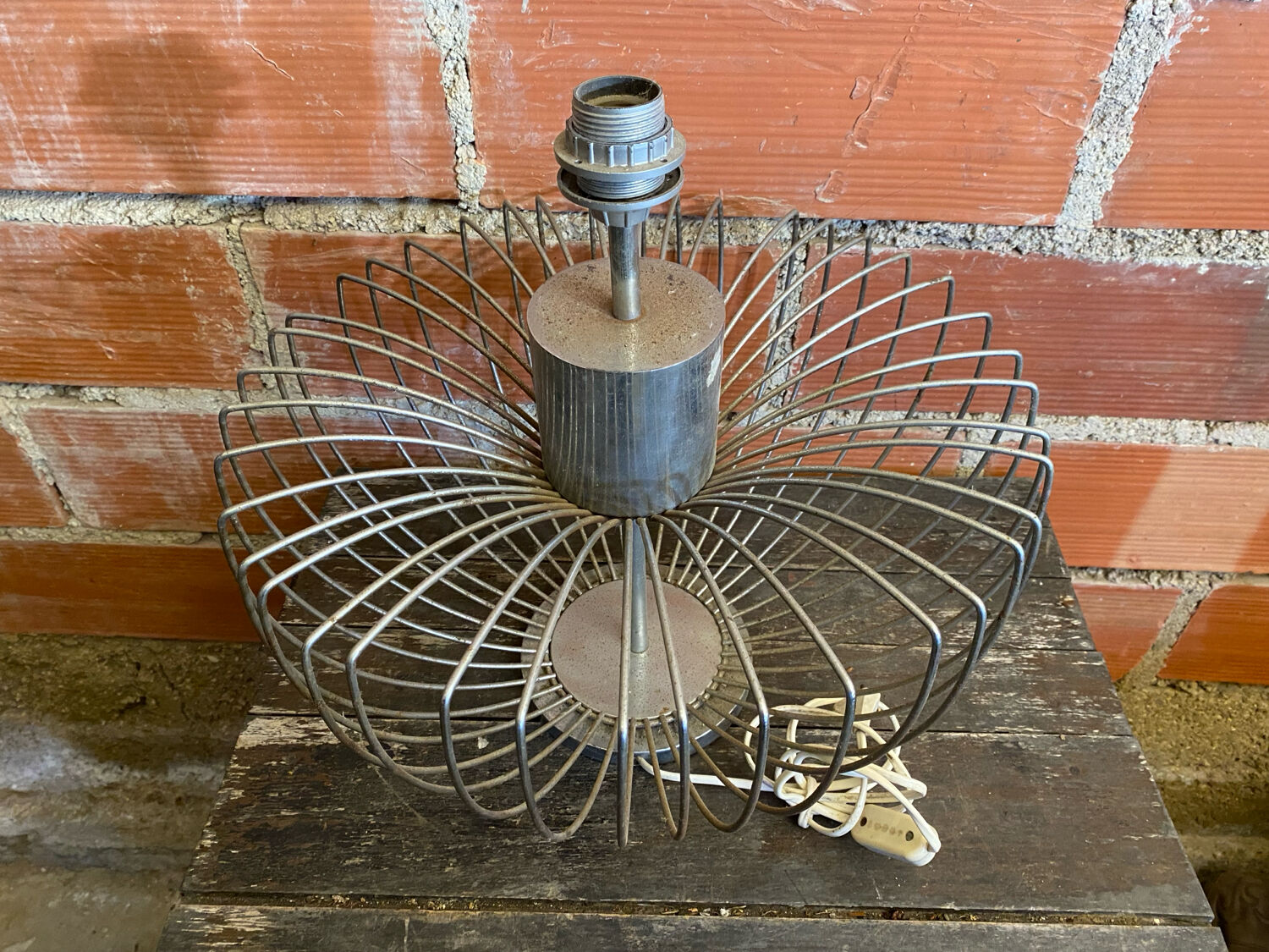 Chrome Metal Wire Space Age Lamp Base 1970s Vintage #D82