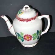Cafetière Sarreguemines décor Colmar polychrome forme bambou 1930