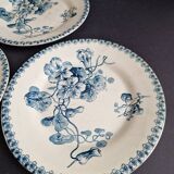 Ensemble de 6 assiettes à dessert Gien terre de fer modèle Capucines