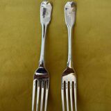 Pair of English solid silver table forks – 1815